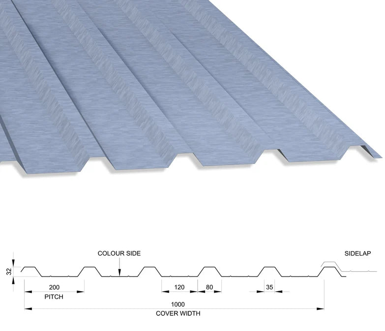 Box Profile 32/1000 Galvanised Steel Roof Sheets 0.7mm
