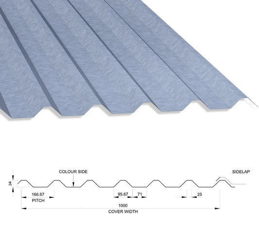 Box Profile 34/1000 Galvanised Steel Roof Sheets 0.5mm