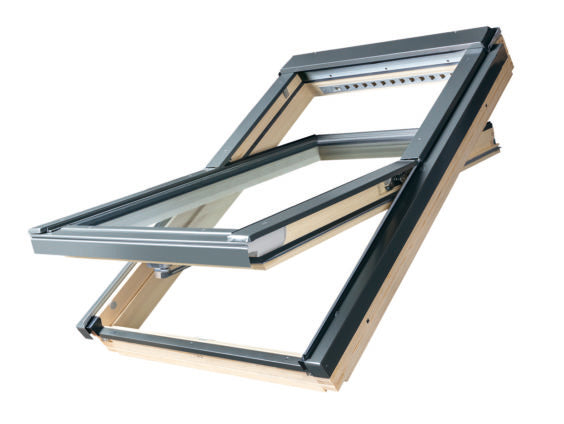 Fakro FTP-V Centre Pivot Natural Pine Roof Window - Manual Opening