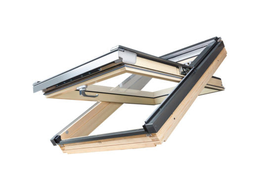 Fakro FTP-V Centre Pivot Natural Pine Roof Window - Manual Opening