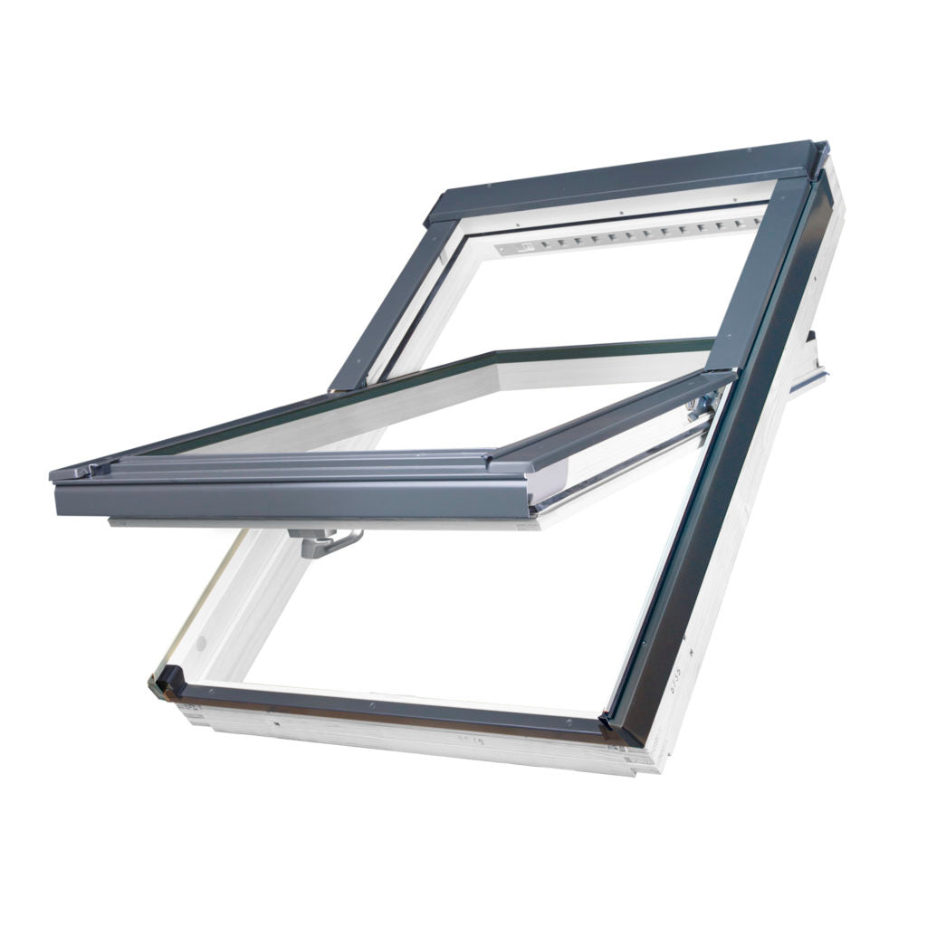 FAKRO FTU-V White PU-Coated Pine Centre Pivot Roof Window – Manual Opening
