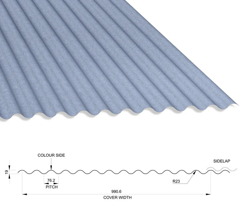Corrugated Steel Roof Sheets 13/3 Profile - 0.7mm Thick - Galvanised Finish