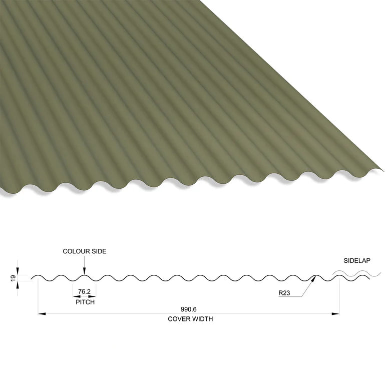 Corrugated Steel Roof Sheets 13/3 Profile - 0.5mm Thick - Polyester Coated