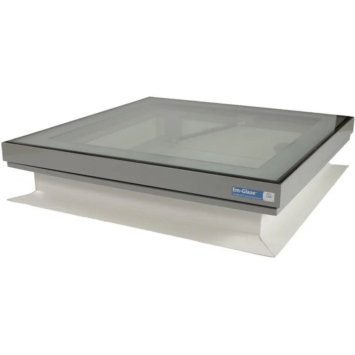 Whitesales Em.Glaze Flat Glass Rooflight with Eco Vertical Upstand Kerb - Electric Opening