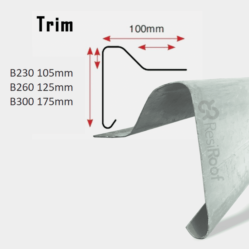 Fibreglass Raised Edge Drip Trim B230, B260, B300