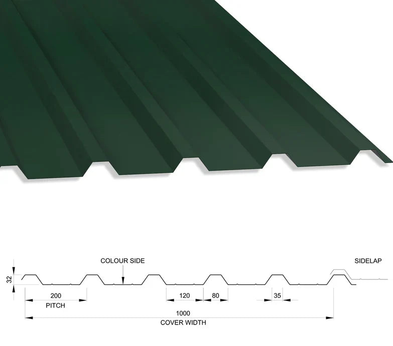 Box Profile Steel Roof Sheets 32/1000, 0.5mm Thick, Polyester Paint Coated