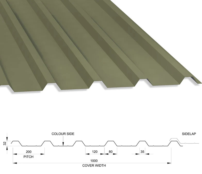 Box Profile Steel Roof Sheets 32/1000, 0.7mm Thick, Polyester Paint Coated