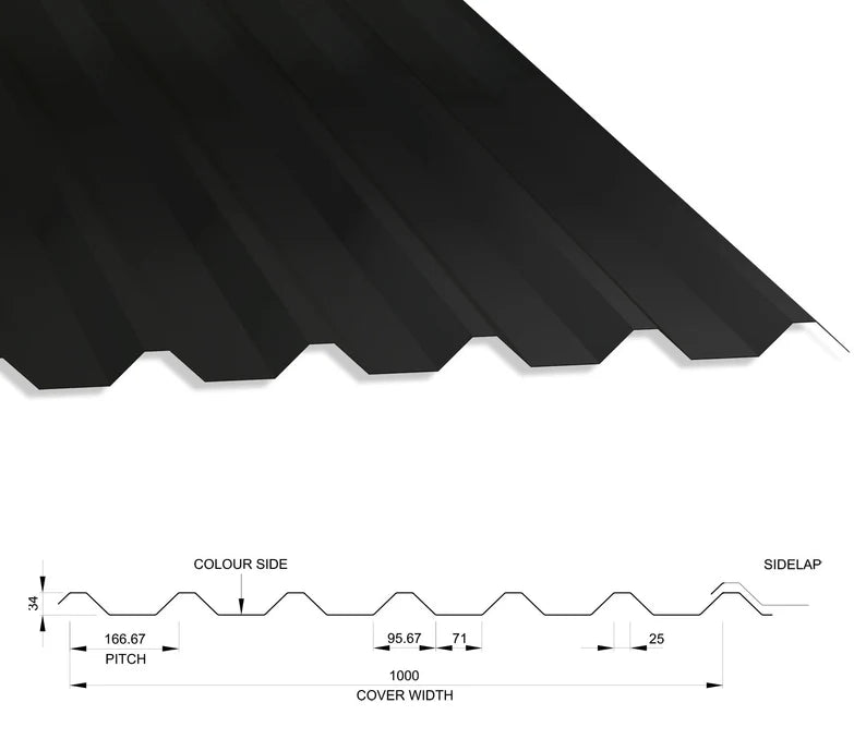 Box Profile Steel Roof Sheets 34/1000, 0.7mm Thick, Polyester Paint Coated