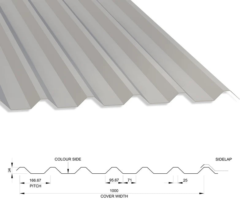 Box Profile Steel Roof Sheets 34/1000, 0.5mm Thick, Polyester Paint Coated