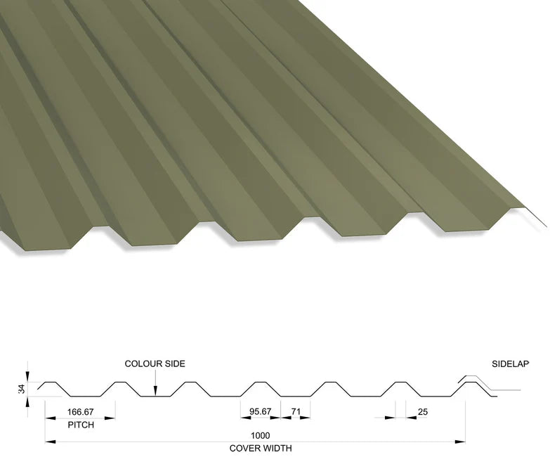 Box Profile Steel Roof Sheets 34/1000, 0.7mm Thick, Polyester Paint Coated