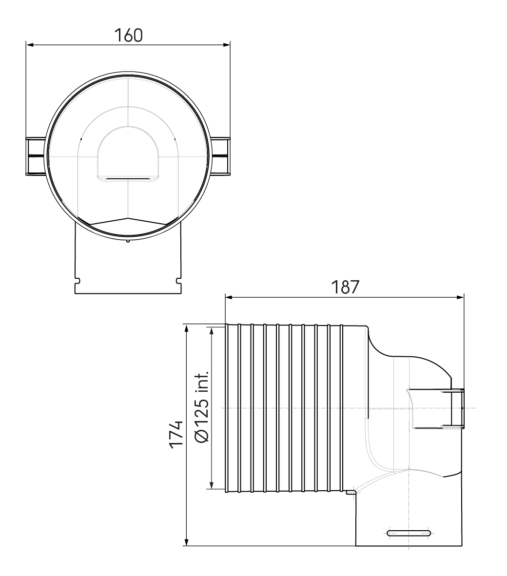 Ubbink Air Excellent AE34C 125mm 90° Valve Adaptor