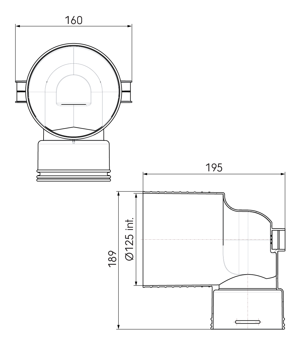 Ubbink Air Excellent AE48C Valve Adaptor 125mm 90°