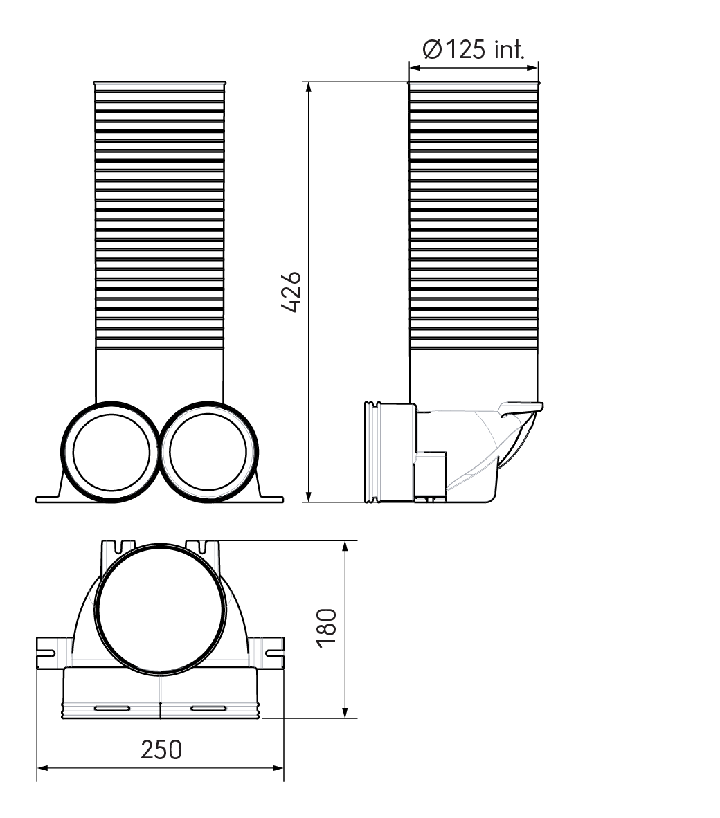 Ubbink Air Excellent AE48C Valve Adaptor 125mm 90°