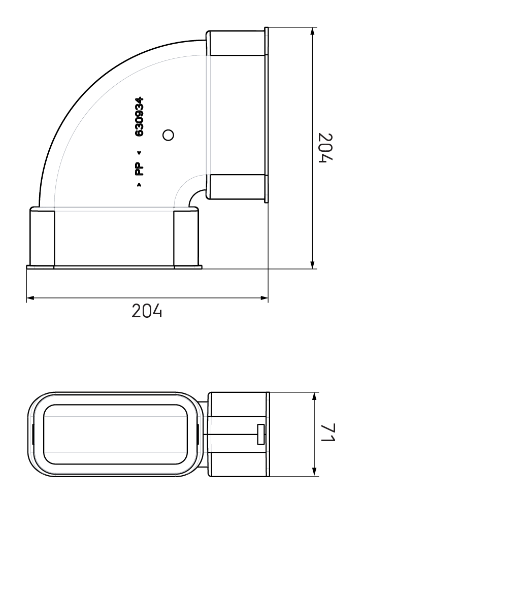 Ubbink Air Excellent AE55SC Horizontal Bend 90°