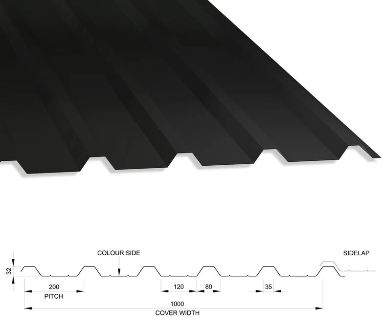 Box Profile Steel Roof Sheets 32/1000, 0.5mm Thick, Polyester Paint Coated