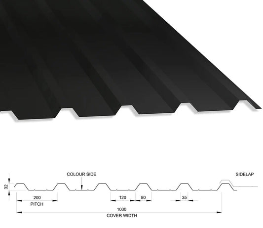 Box Profile Steel Roof Sheets 32/1000, 0.7mm Thick - PVC Plastisol Coated