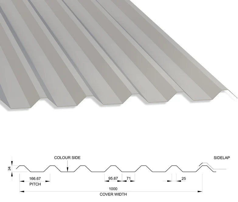 Box Profile 34/1000 Galvanised Steel Roof Sheets 0.7mm