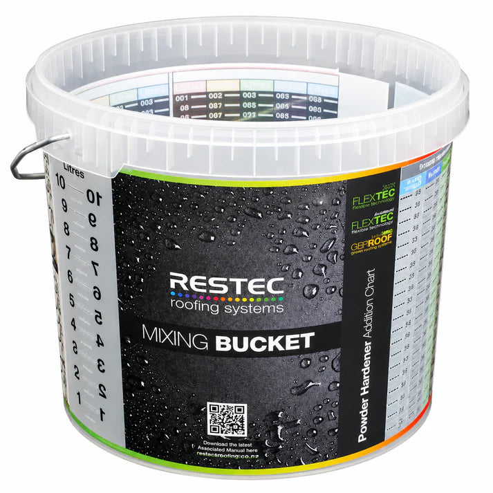 Restec Flexitec 10 Litre Mixing Bucket with Resin & Hardener Ratio Guide