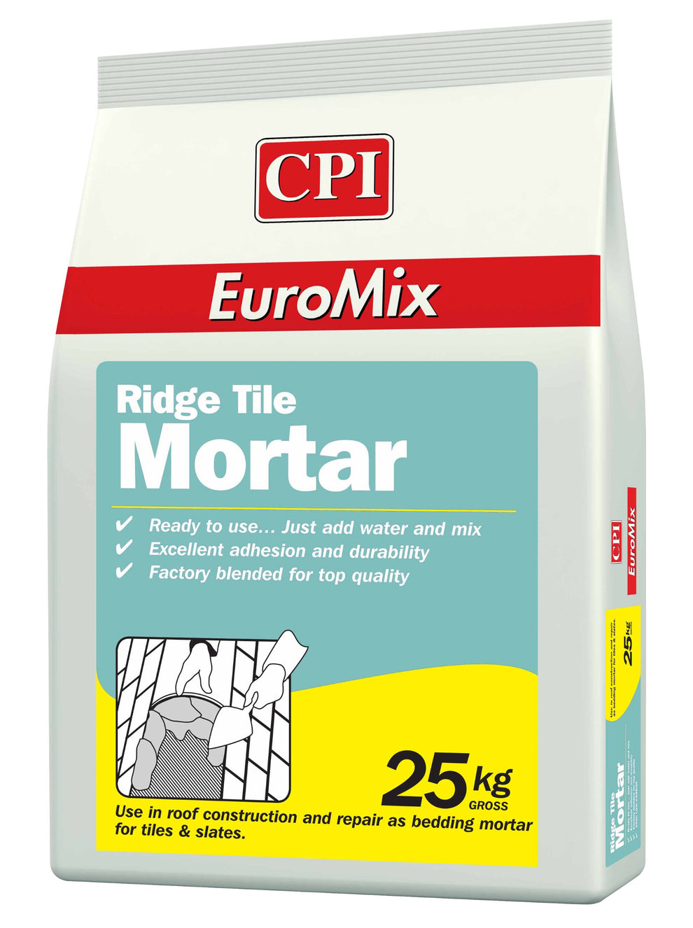 Euromix Ridge & Roof Tile Bedding Mortar 25kg Bag – Flat Roofing Systems