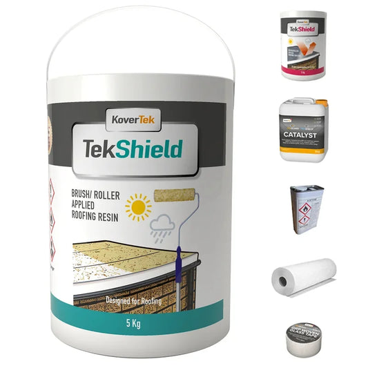 Kovertek TekShield GRP Roofing Kit with Application Tools & Fire-Rated Flexi Topcoat Paint