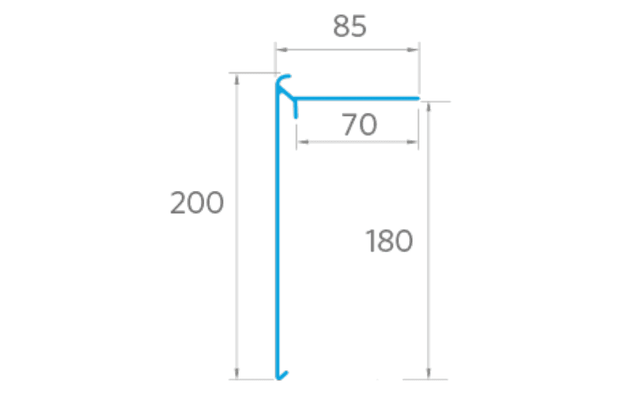 Ryno A5 GRP Roof Edge Trim - Felt & Asphalt Roof - Black - 3m x 200mm x 85mm